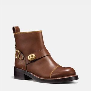 Coach Brown Ankle Boots with Gold Buckle